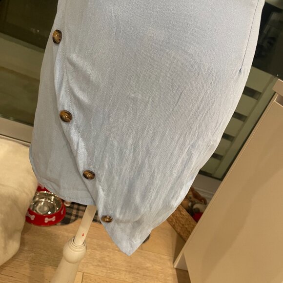 Love & Other Things Blue Two-Piece Set – Button Front Crop Top & Skirt | Size S - Picture 9 of 10